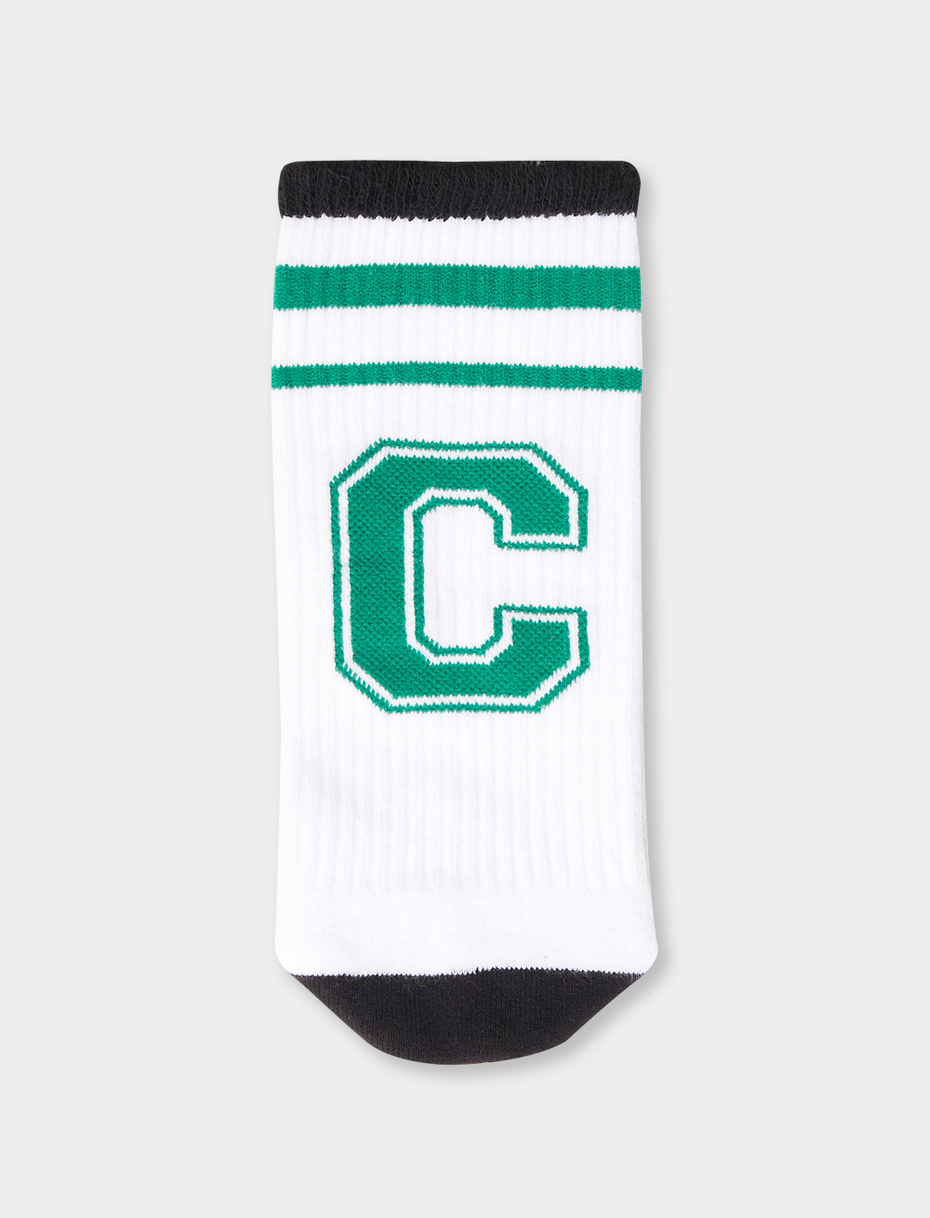 Unisex short sock in plain white cotton terry cloth with letter C. Individually sold. - Gallo 1927 - Official Online Shop