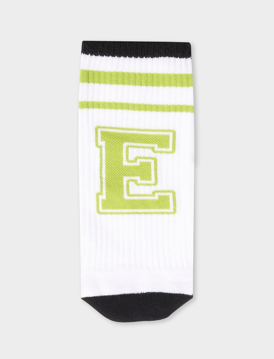 Unisex short sock in plain white cotton terry cloth with letter E. Individually sold. - Gallo 1927 - Official Online Shop