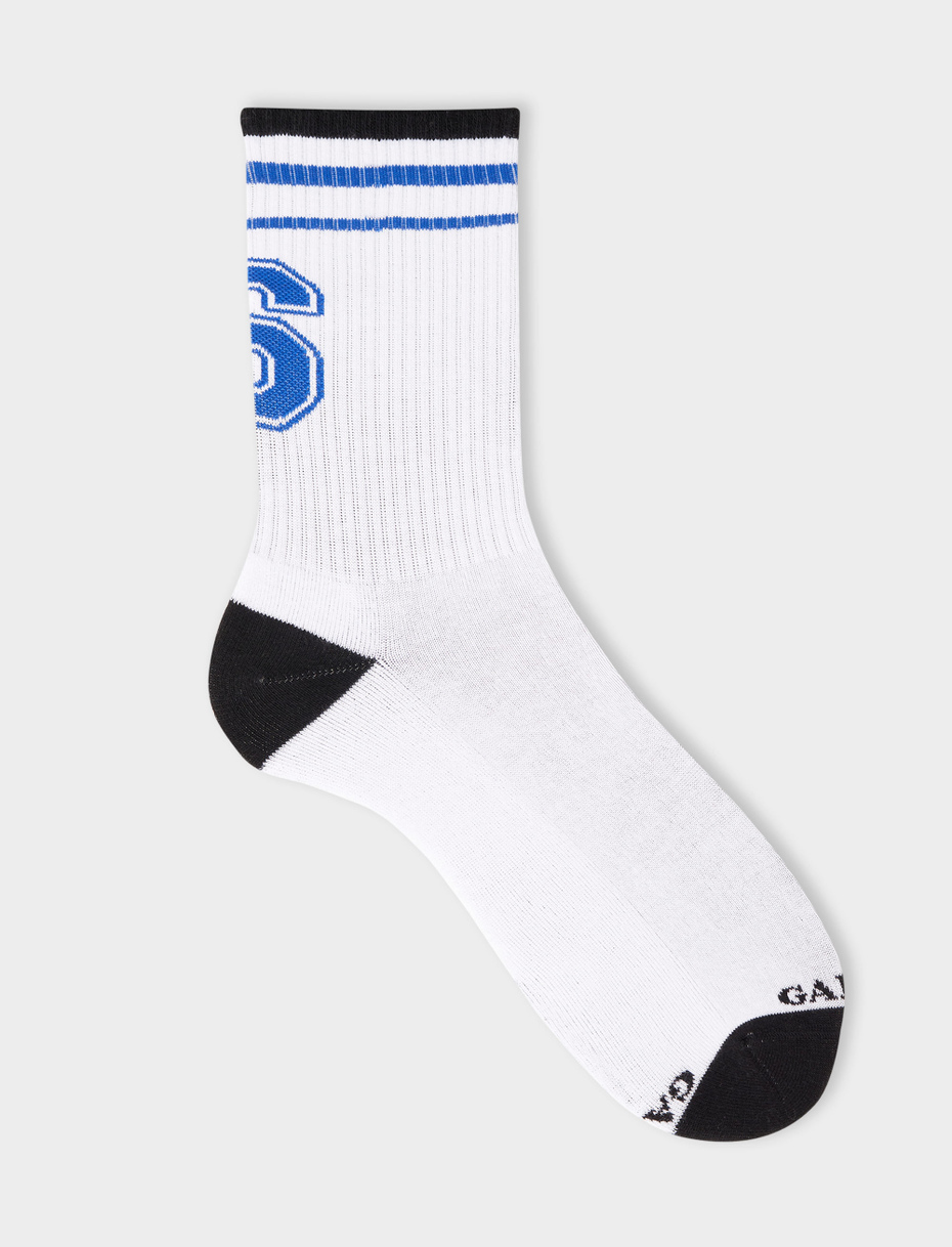 Unisex short sock in plain white cotton terry cloth with letter S. Individually sold. - Gallo 1927 - Official Online Shop