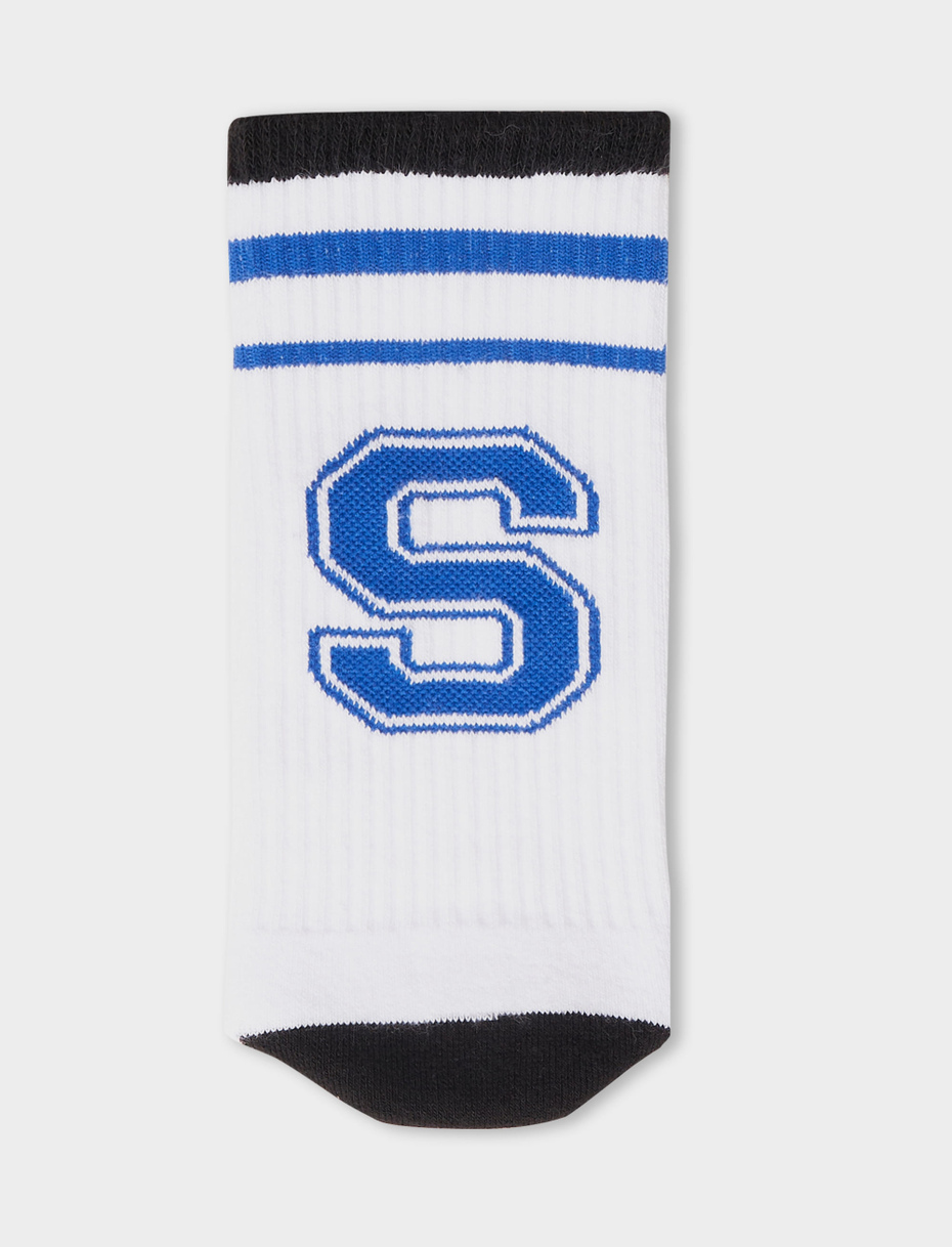 Unisex short sock in plain white cotton terry cloth with letter S. Individually sold. - Gallo 1927 - Official Online Shop