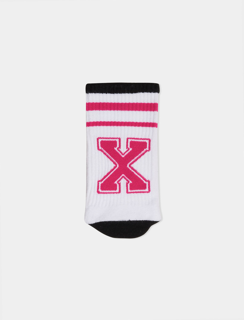 Unisex short sock in plain white cotton terry cloth with letter X. Individually sold. - Gallo 1927 - Official Online Shop