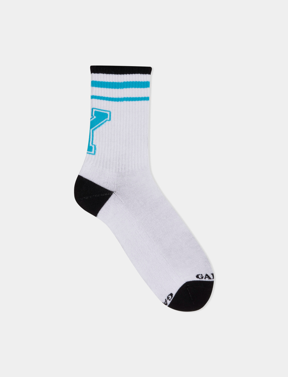 Unisex short sock in plain white cotton terry cloth with letter Y. Individually sold. - Gallo 1927 - Official Online Shop