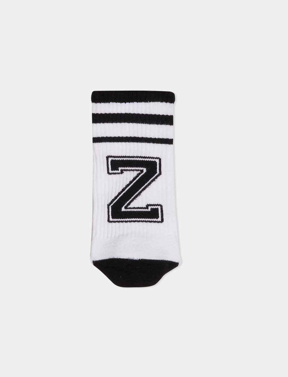 Unisex short sock in plain white cotton terry cloth with letter Z. Individually sold. - Gallo 1927 - Official Online Shop