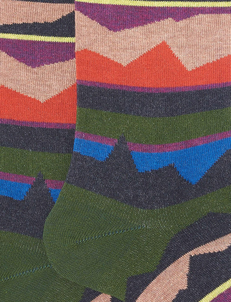 Calze lunghe uomo cotone muschio fantasia montagne multicolor - Gallo 1927 - Official Online Shop