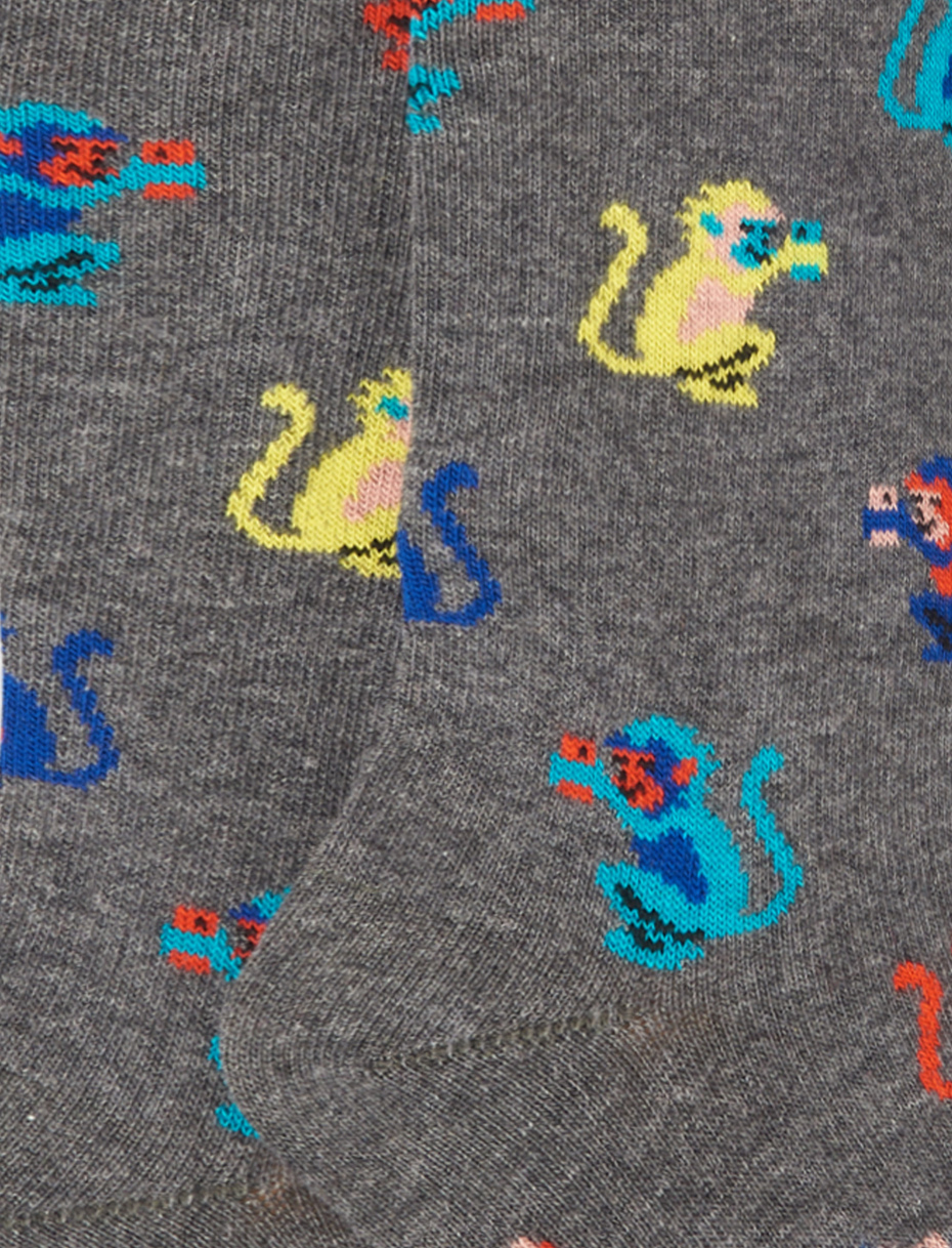 Kids' long pyrite cotton socks with colourful monkey motif - Gallo 1927 - Official Online Shop