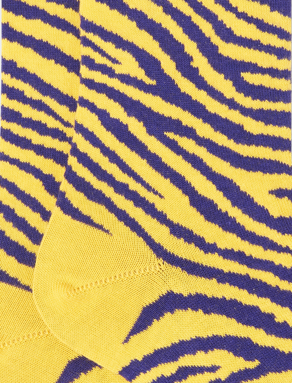 Women's short polenta cotton socks with zebra motif - Gallo 1927 - Official Online Shop