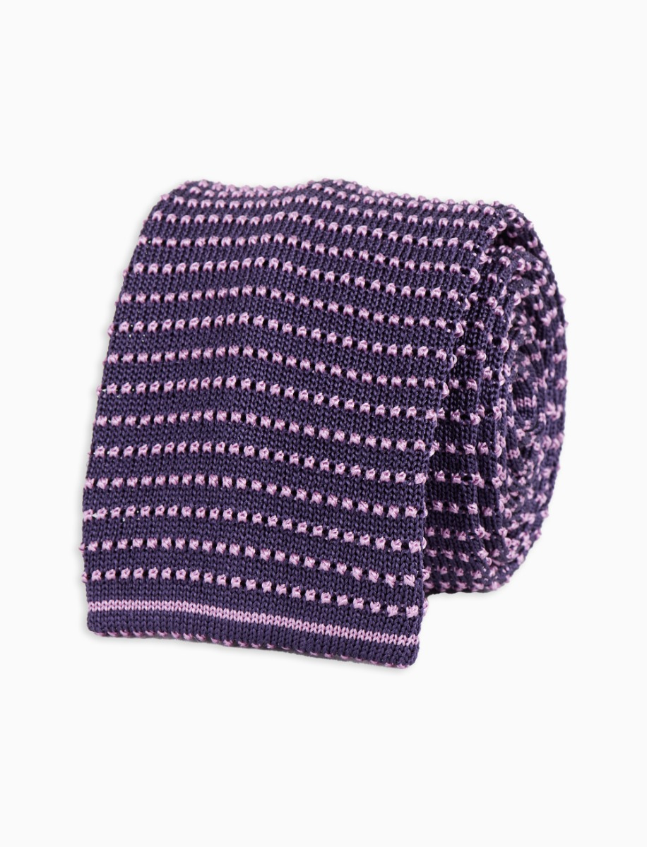 Purple silk men's tie with horizontal stripes - Gallo 1927 - Official Online Shop