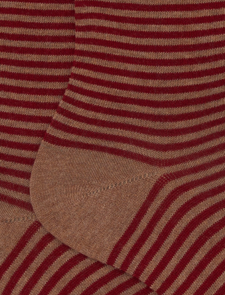 Women's short beige cotton socks with Windsor stripes - Gallo 1927 - Official Online Shop