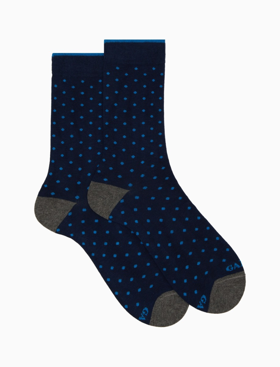 Women's short blue cotton socks with polka dots - Gallo 1927 - Official Online Shop
