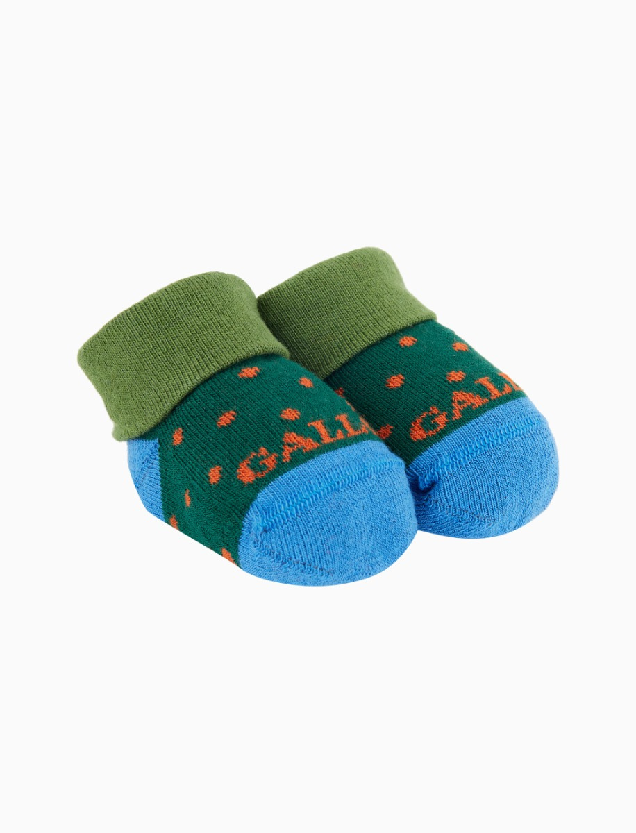 Kids' green cotton booties with polka dots - Gallo 1927 - Official Online Shop