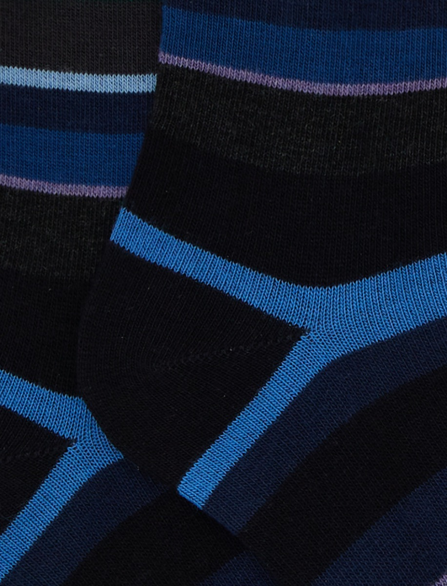 Calze corte bambino cotone blu righe multicolor - Gallo 1927 - Official Online Shop