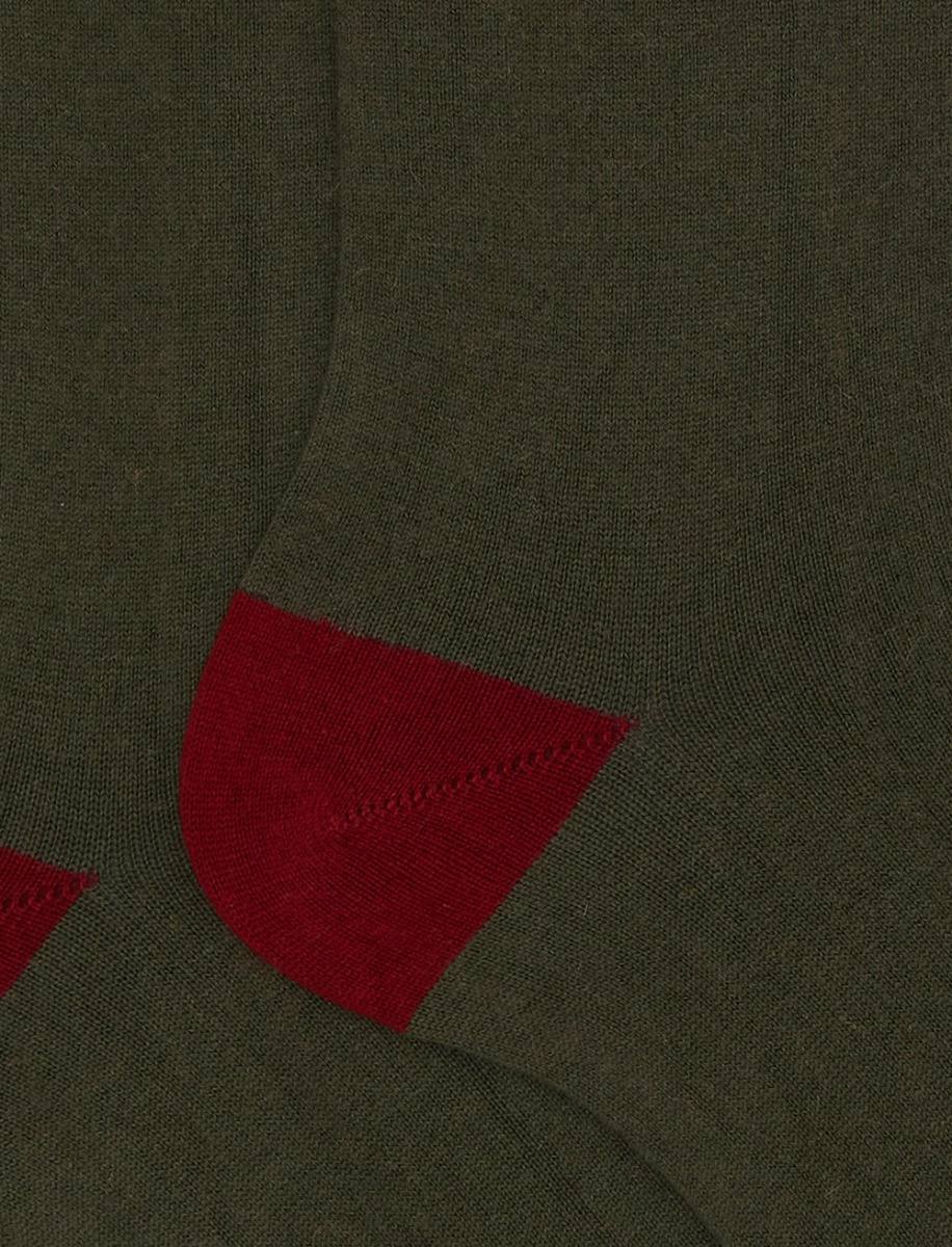 Calze corte uomo cotone e cashmere verde tinta unita e contrasti - Gallo 1927 - Official Online Shop