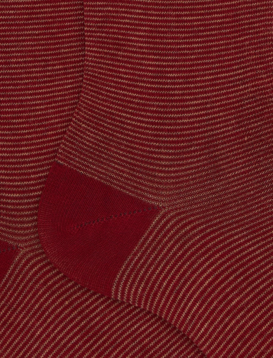 Calze corte uomo cotone bordò righine bicolore - Gallo 1927 - Official Online Shop