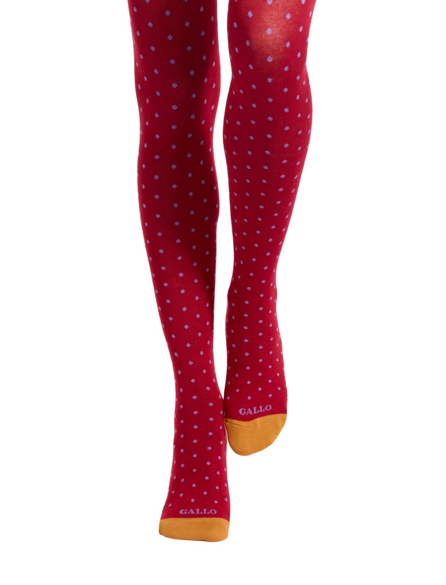 Women's burgundy cotton tights with polka dots pattern - Gallo 1927 - Official Online Shop