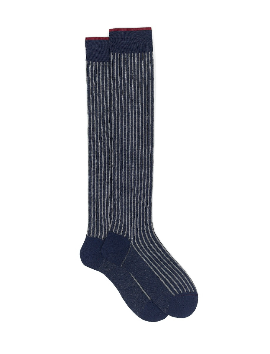 Men's long royal twin-rib cotton and wool socks - Gallo 1927 - Official Online Shop