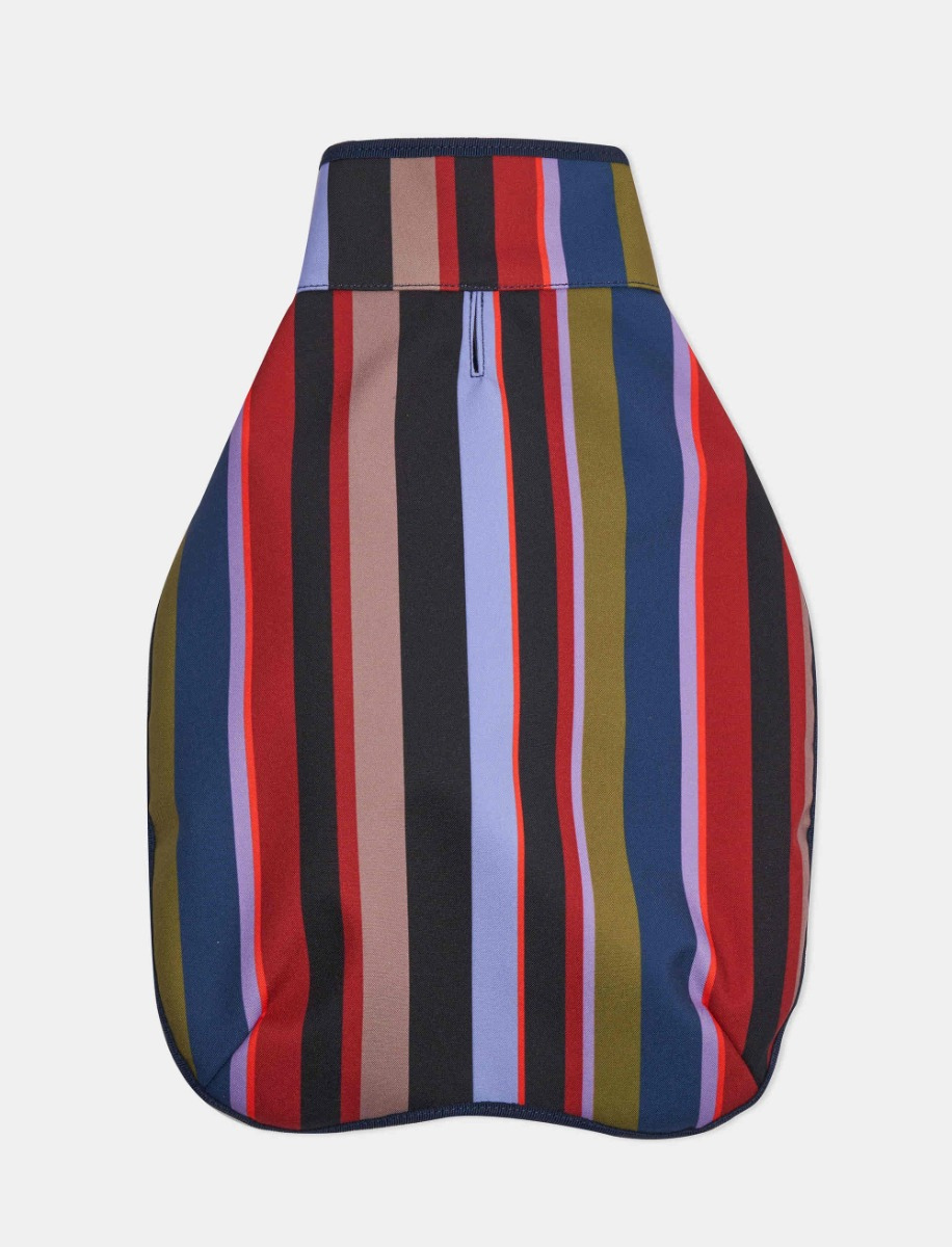 Waterproof blue polyester dog coat with multicoloured stripes - Gallo 1927 - Official Online Shop