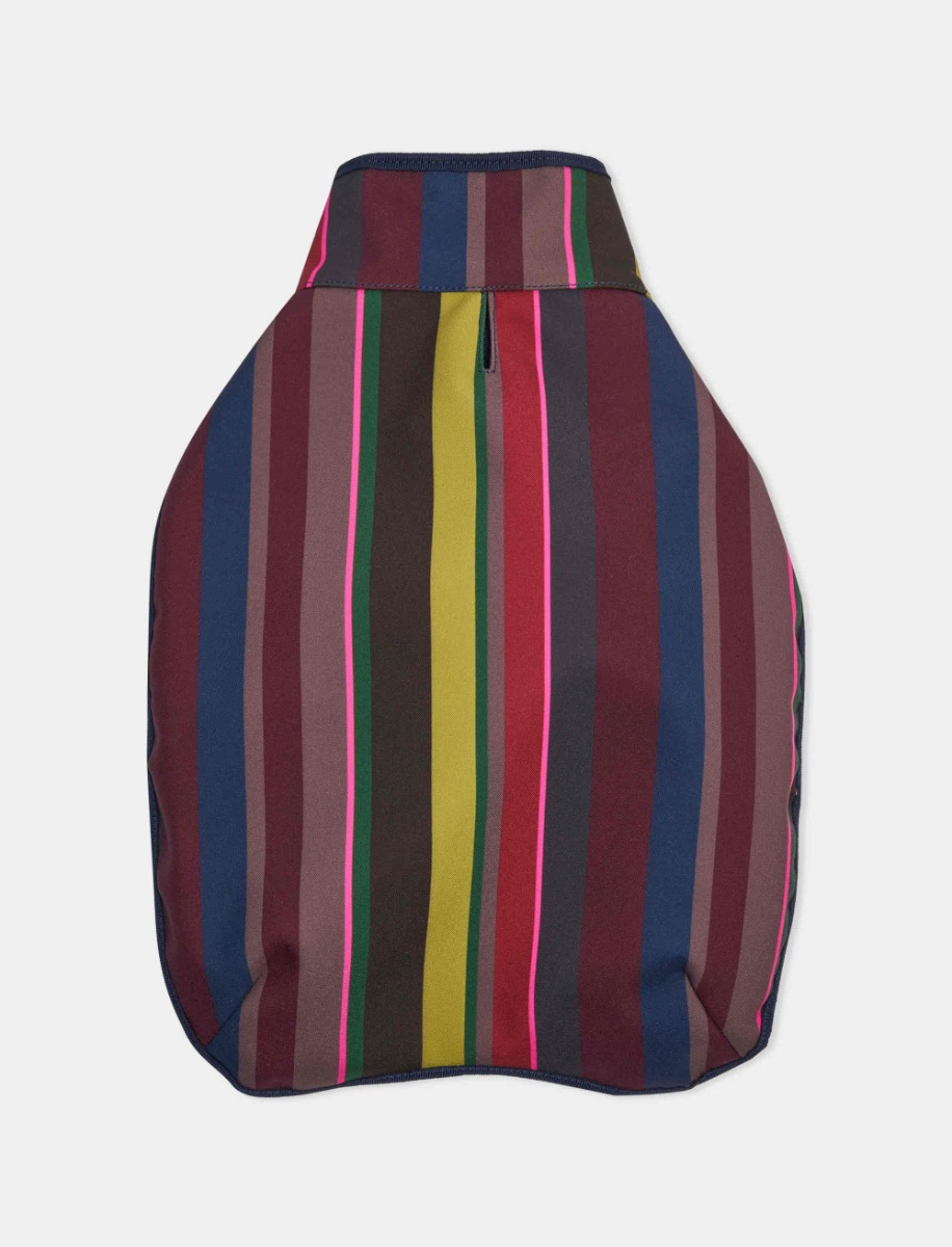 Waterproof burgundy polyester dog coat with multicoloured stripes - Gallo 1927 - Official Online Shop