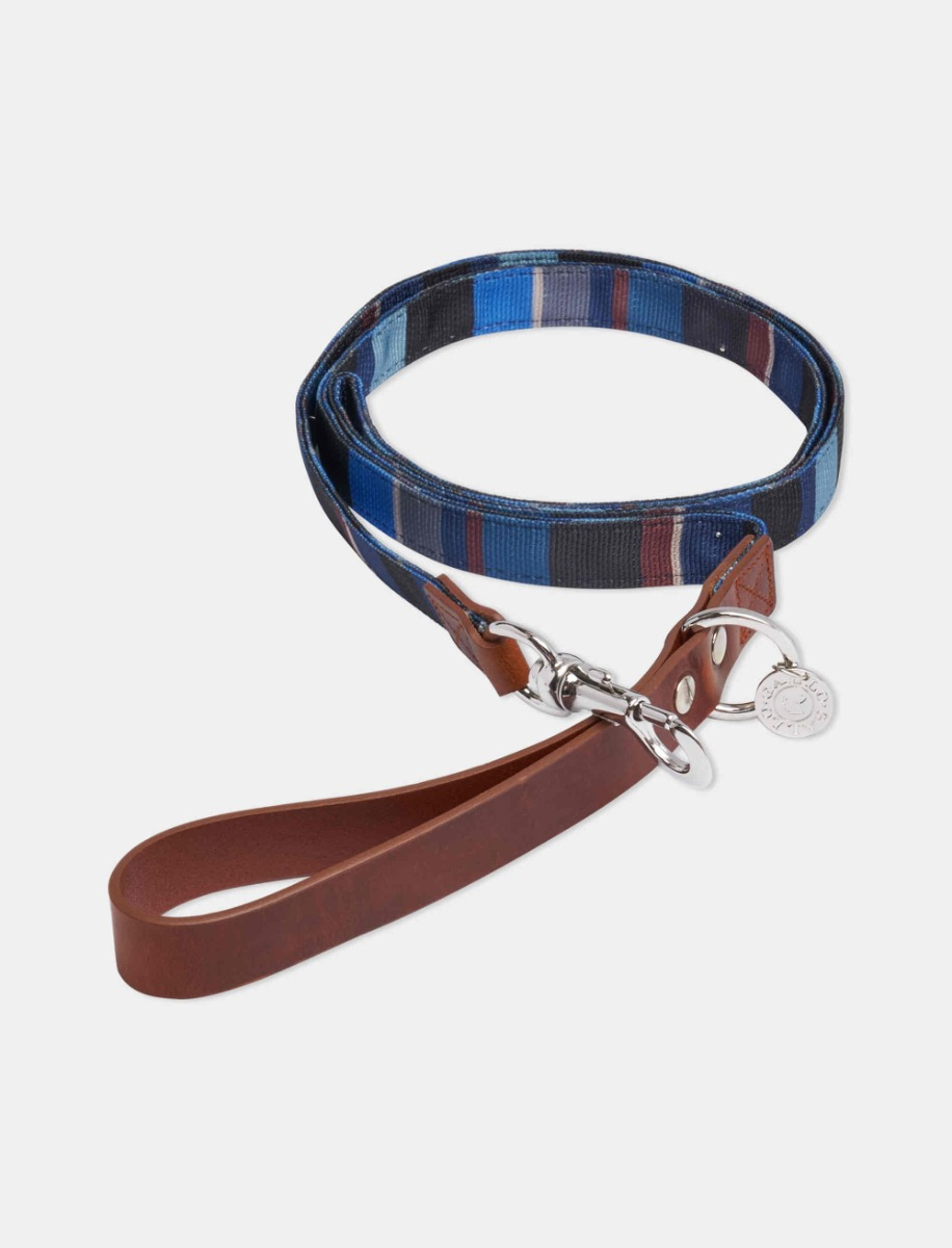 Guinzaglio cani in poliestere blu/sabbia righe multicolor - Gallo 1927 - Official Online Shop
