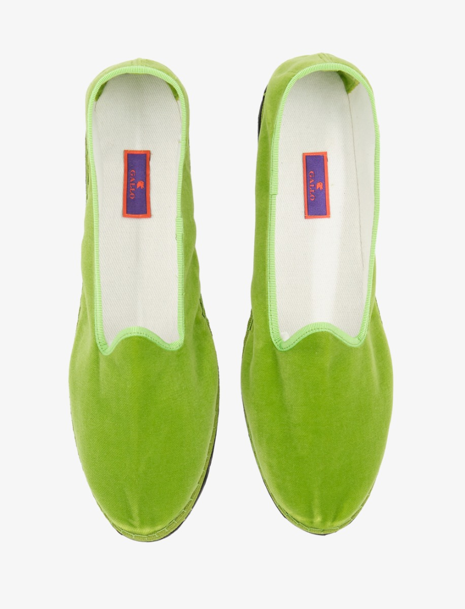 Unisex's plain green velvet shoes - Gallo 1927 - Official Online Shop