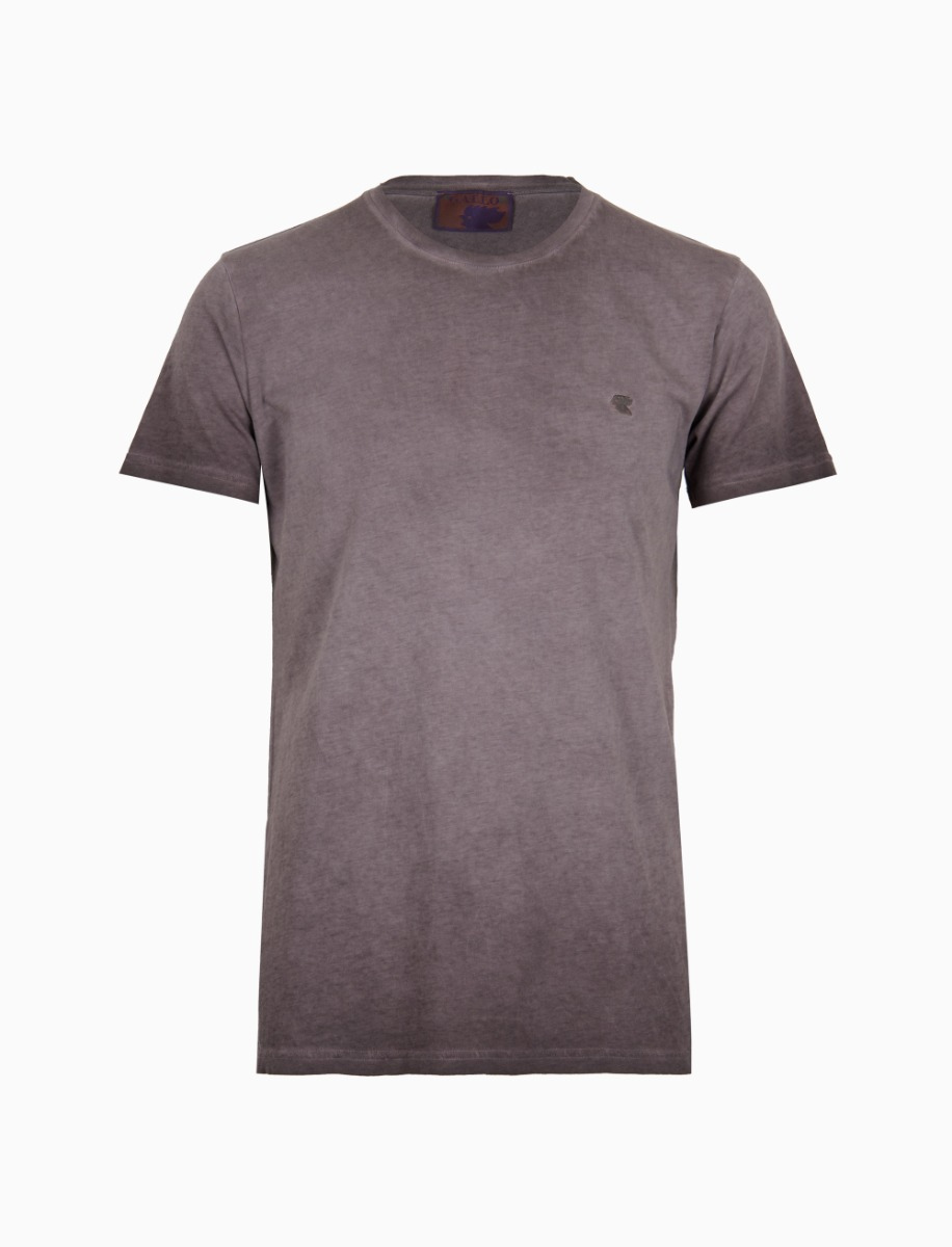 Unisex plain dyed brown cotton crew-neck T-shirt - Gallo 1927 - Official Online Shop
