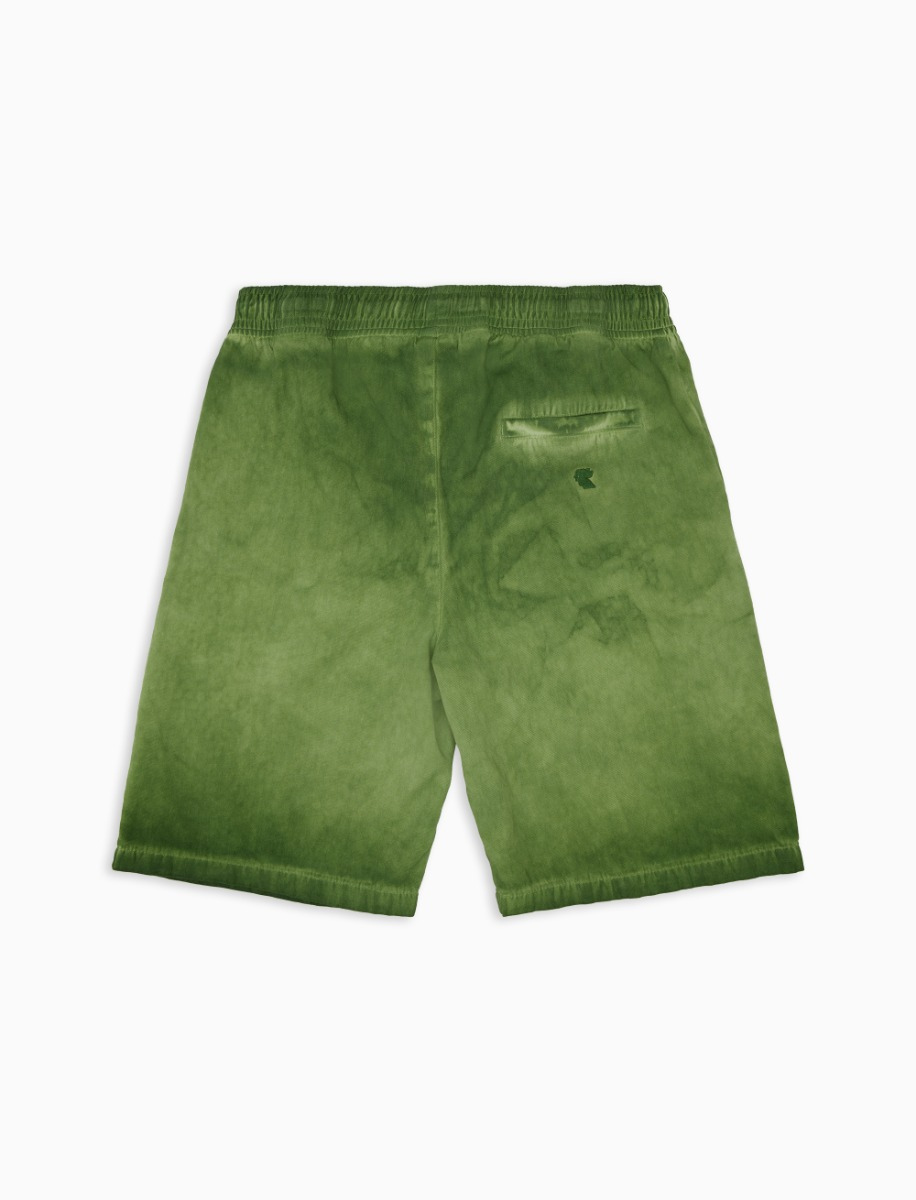 Men's plain dyed green cotton canvas Bermuda shorts - Gallo 1927 - Official Online Shop