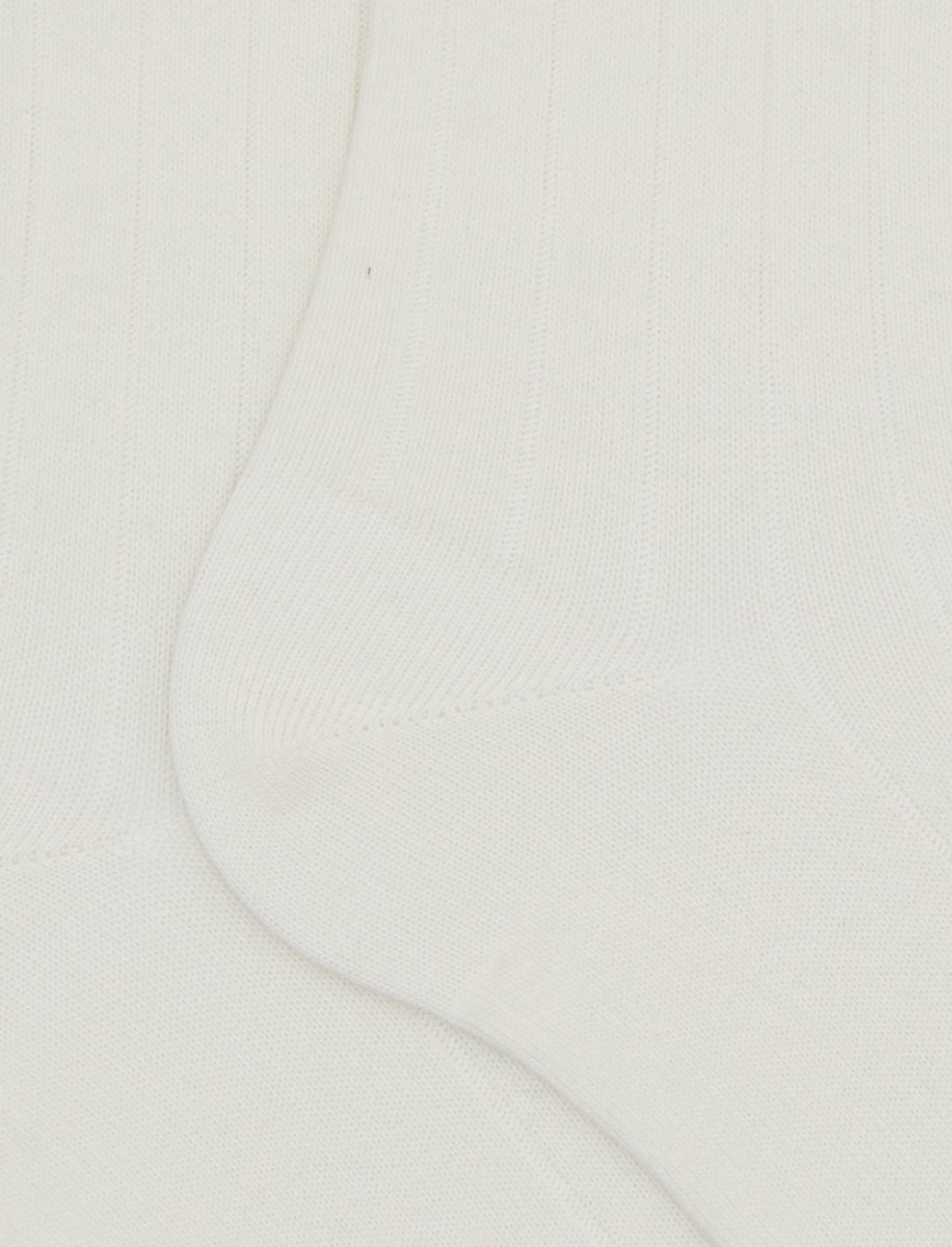 Calze lunghe donna cotone bianco tinta unita a coste - Gallo 1927 - Official Online Shop