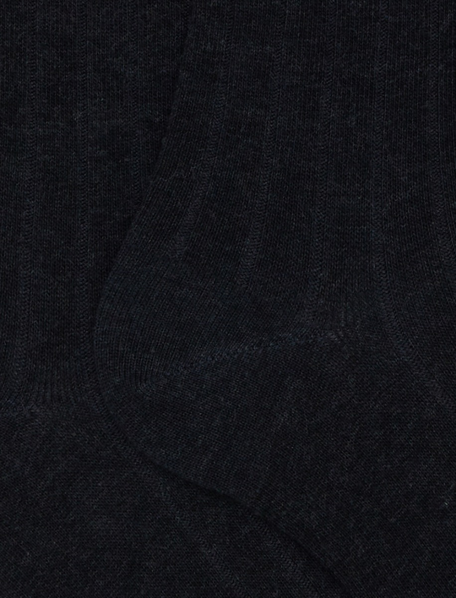 Calze lunghe donna cotone grigio tinta unita a coste - Gallo 1927 - Official Online Shop