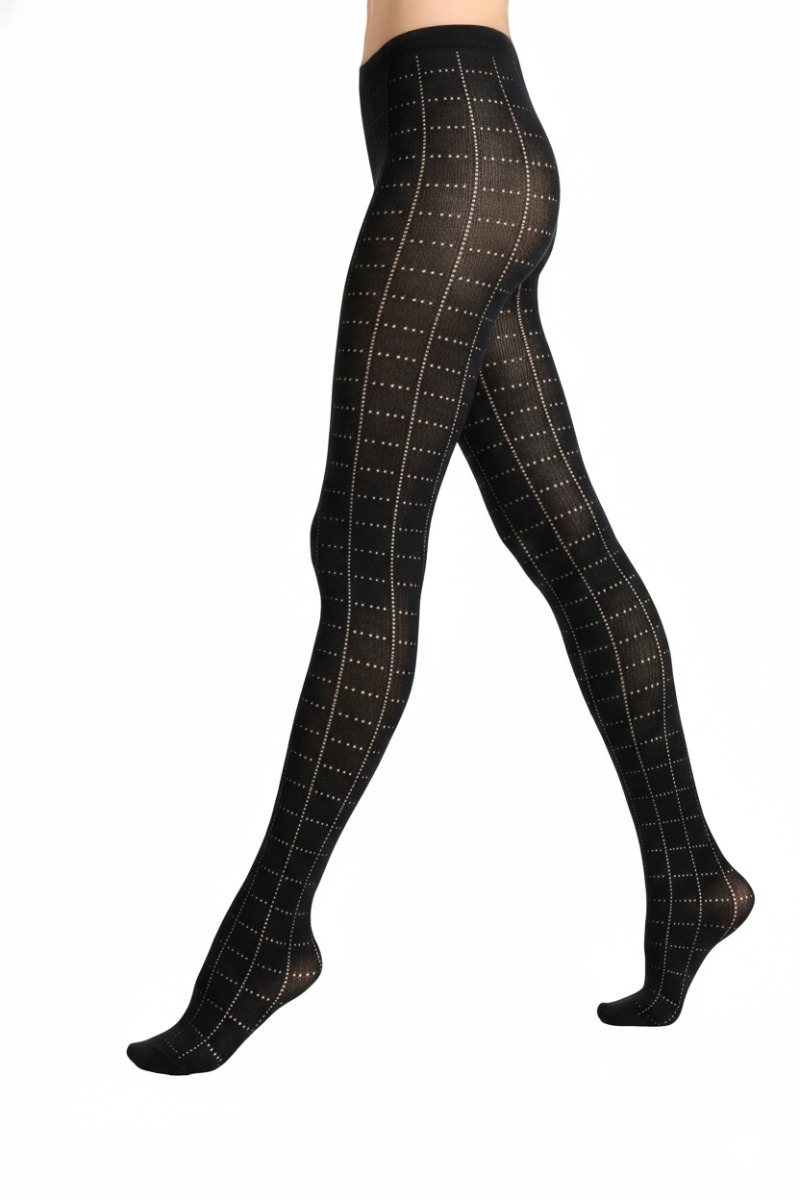 Women's black cotton and cashmere openwork tights - Gallo 1927 - Official Online Shop