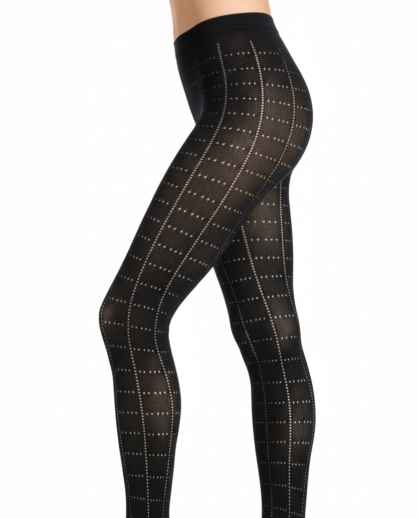 Women's black cotton and cashmere openwork tights - Gallo 1927 - Official Online Shop