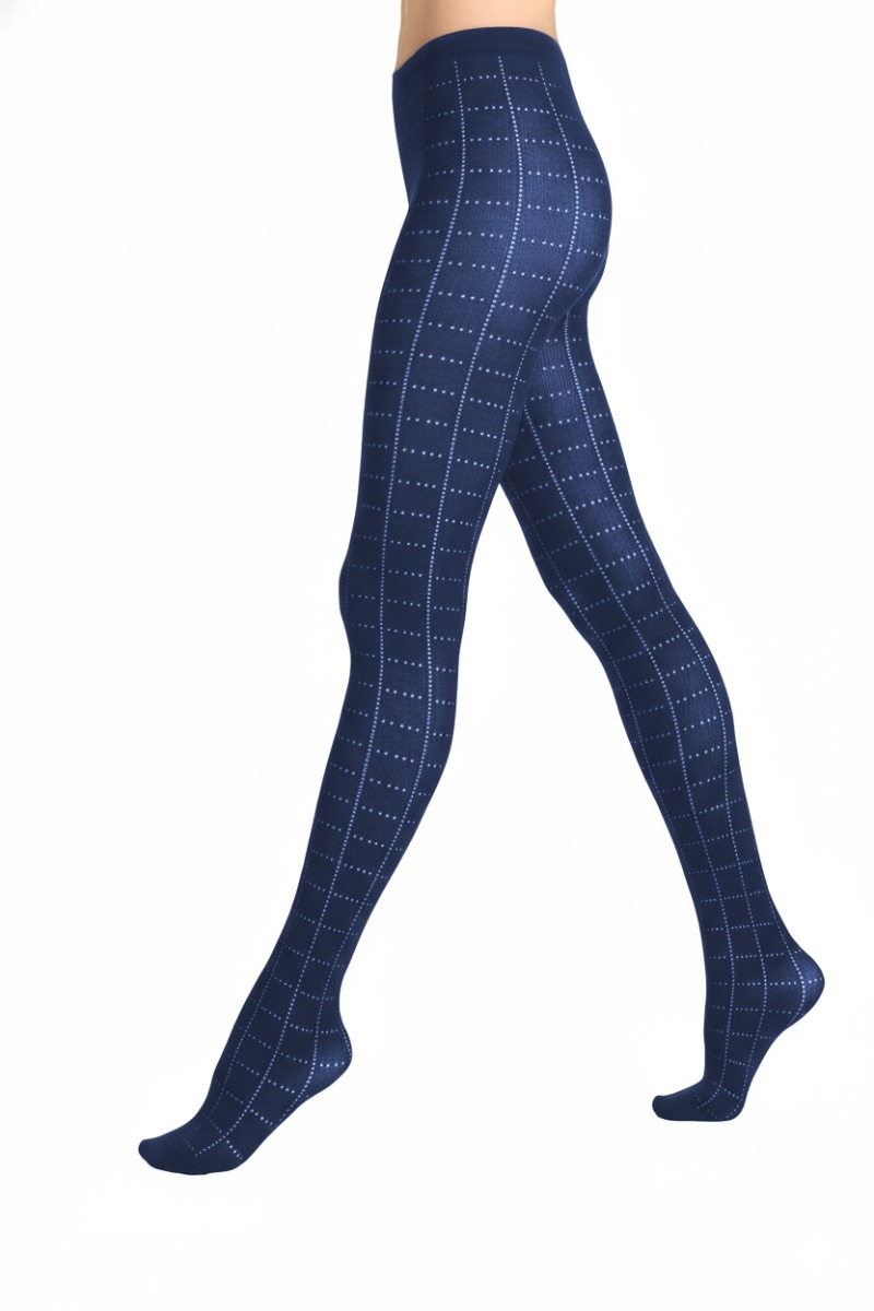 Women's blue cotton and cashmere openwork tights - Gallo 1927 - Official Online Shop
