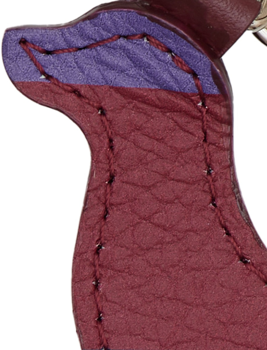 Unisex burgundy hammered leather keyring shaped like a dog with multicolored stripes - Gallo 1927 - Official Online Shop