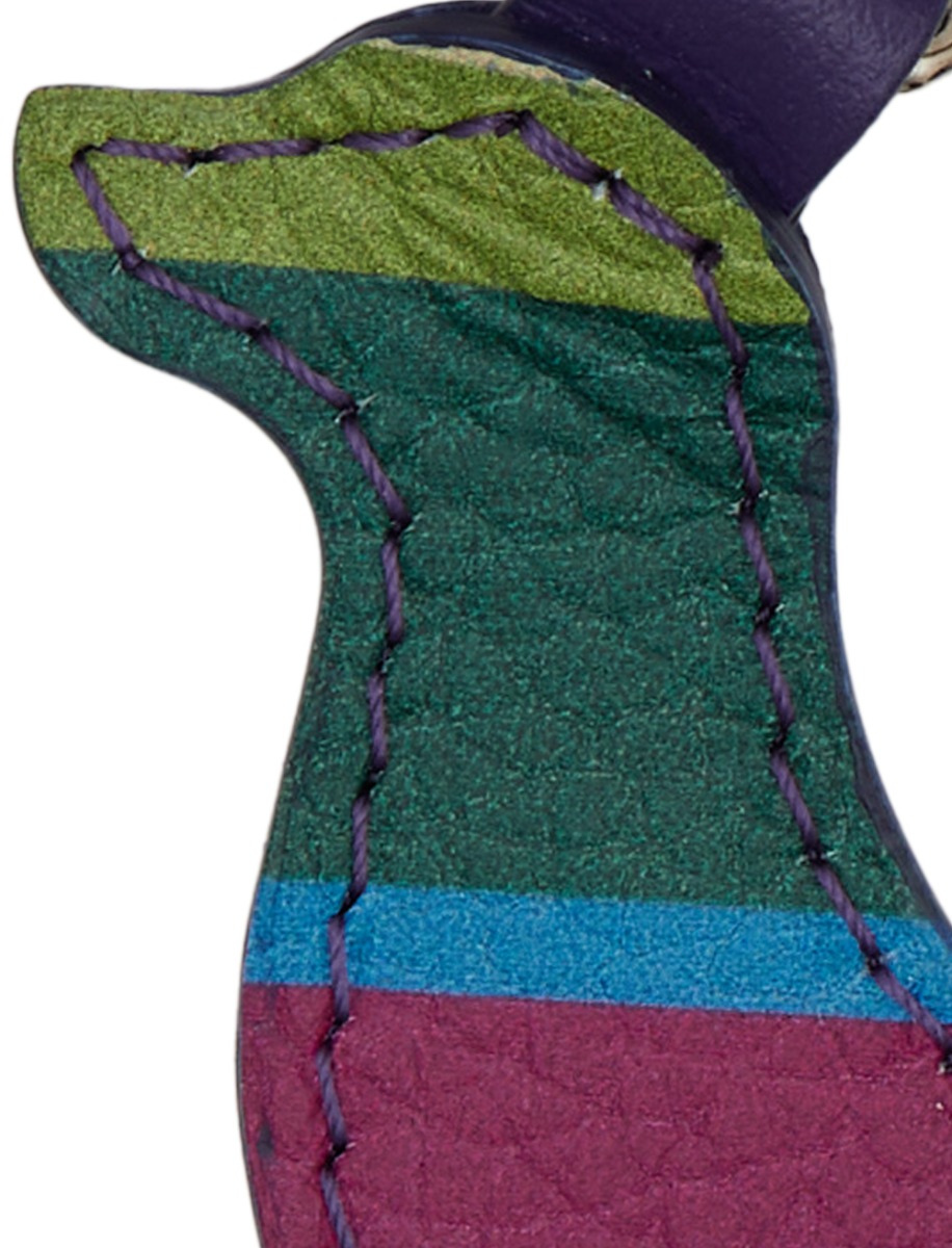 Unisex blue hammered leather keyring shaped like a dog with multicolored stripes - Gallo 1927 - Official Online Shop