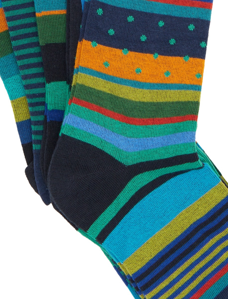 Box with 5 pairs of men's long socks cotton patterned mix icons in red Gallo - Gallo 1927 - Official Online Shop