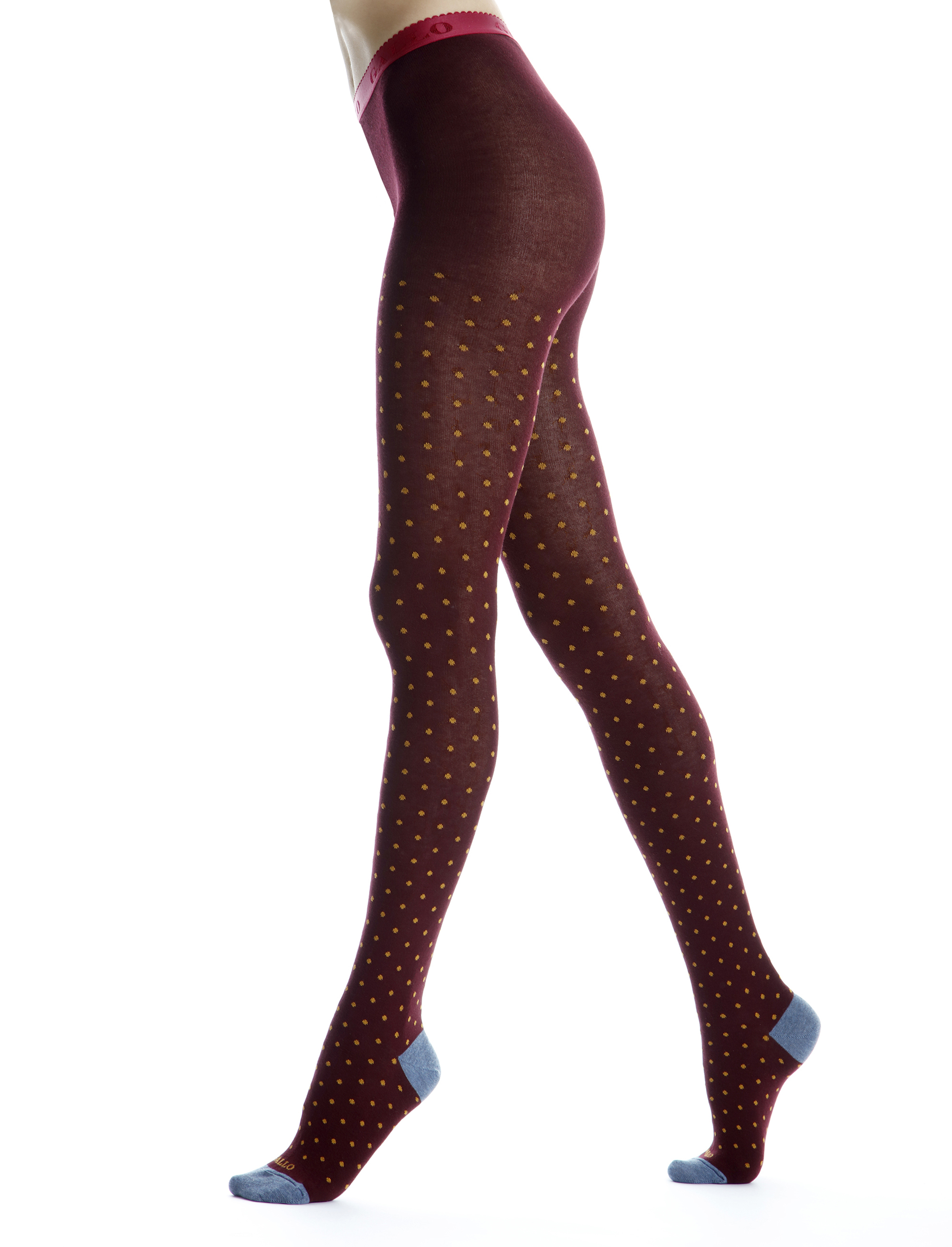 Women s burgundy cotton tights with polka dots pattern Gallo