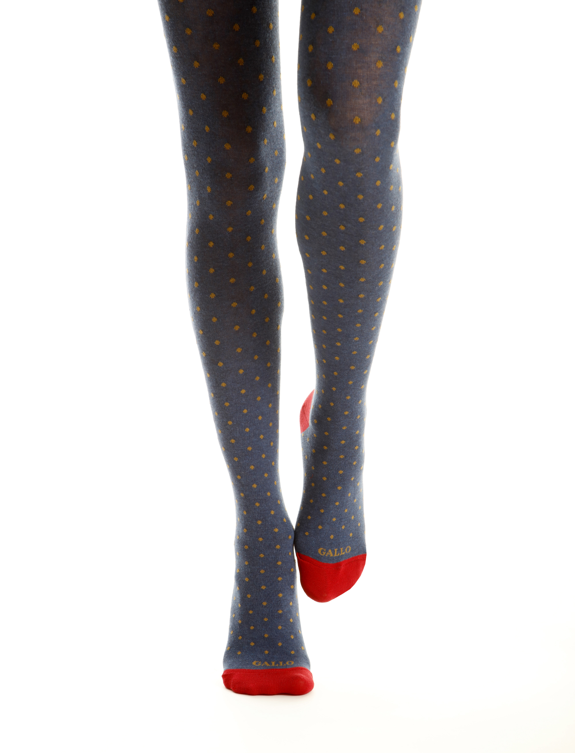 Women s blue cotton tights with polka dots pattern Gallo