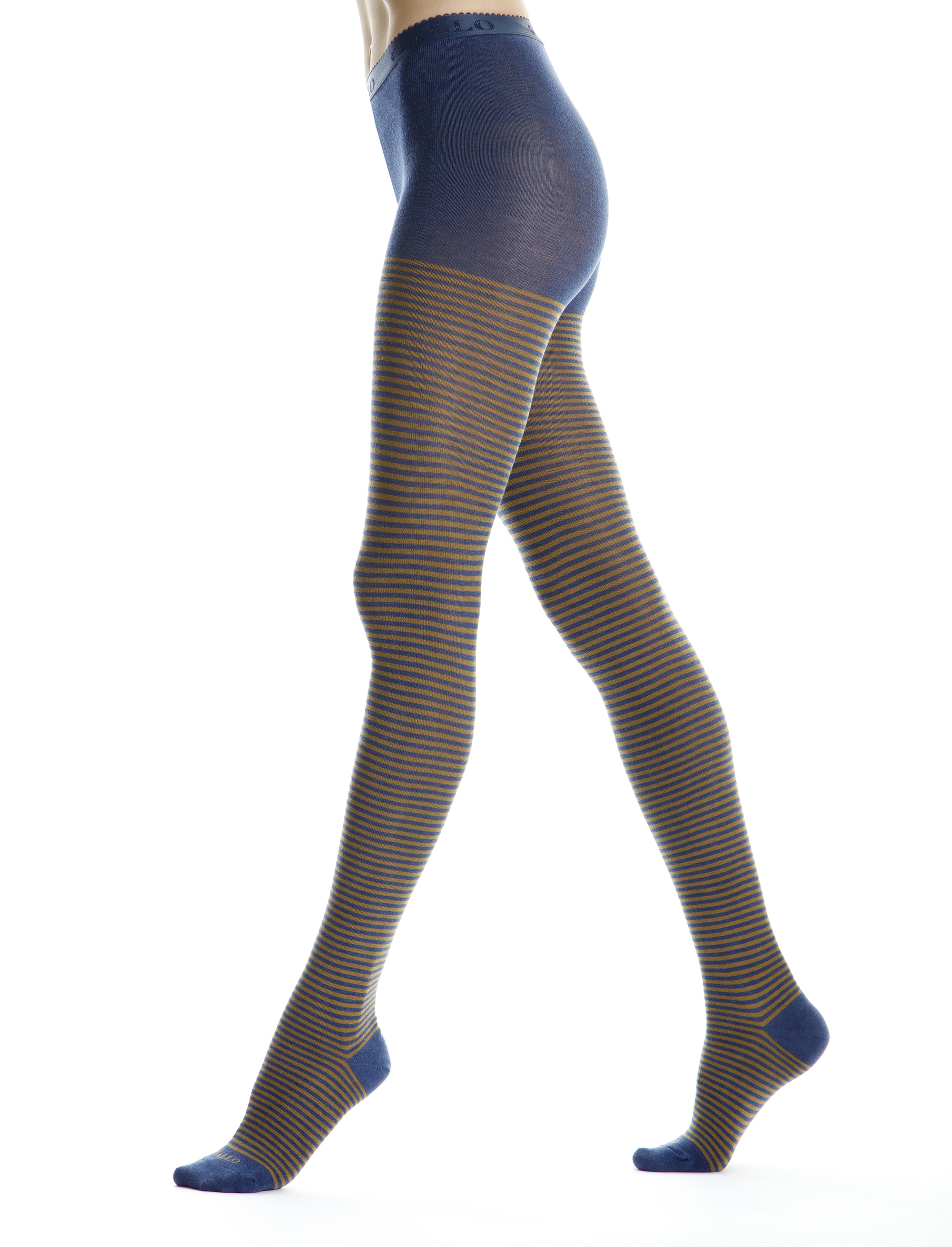 Women s blue cotton tights with Windsor stripes Gallo