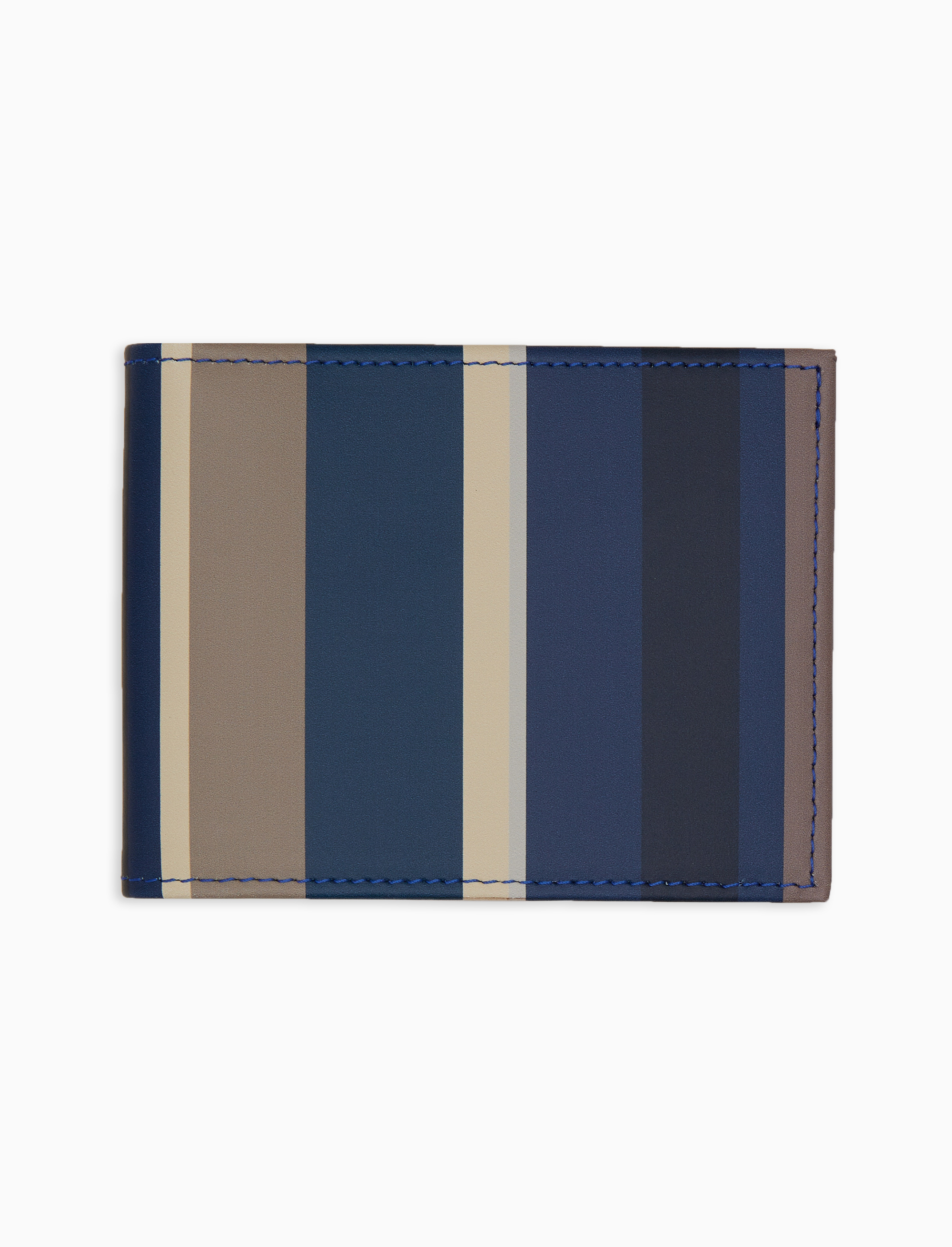 Men s blue leather wallet with multicoloured stripes Gallo