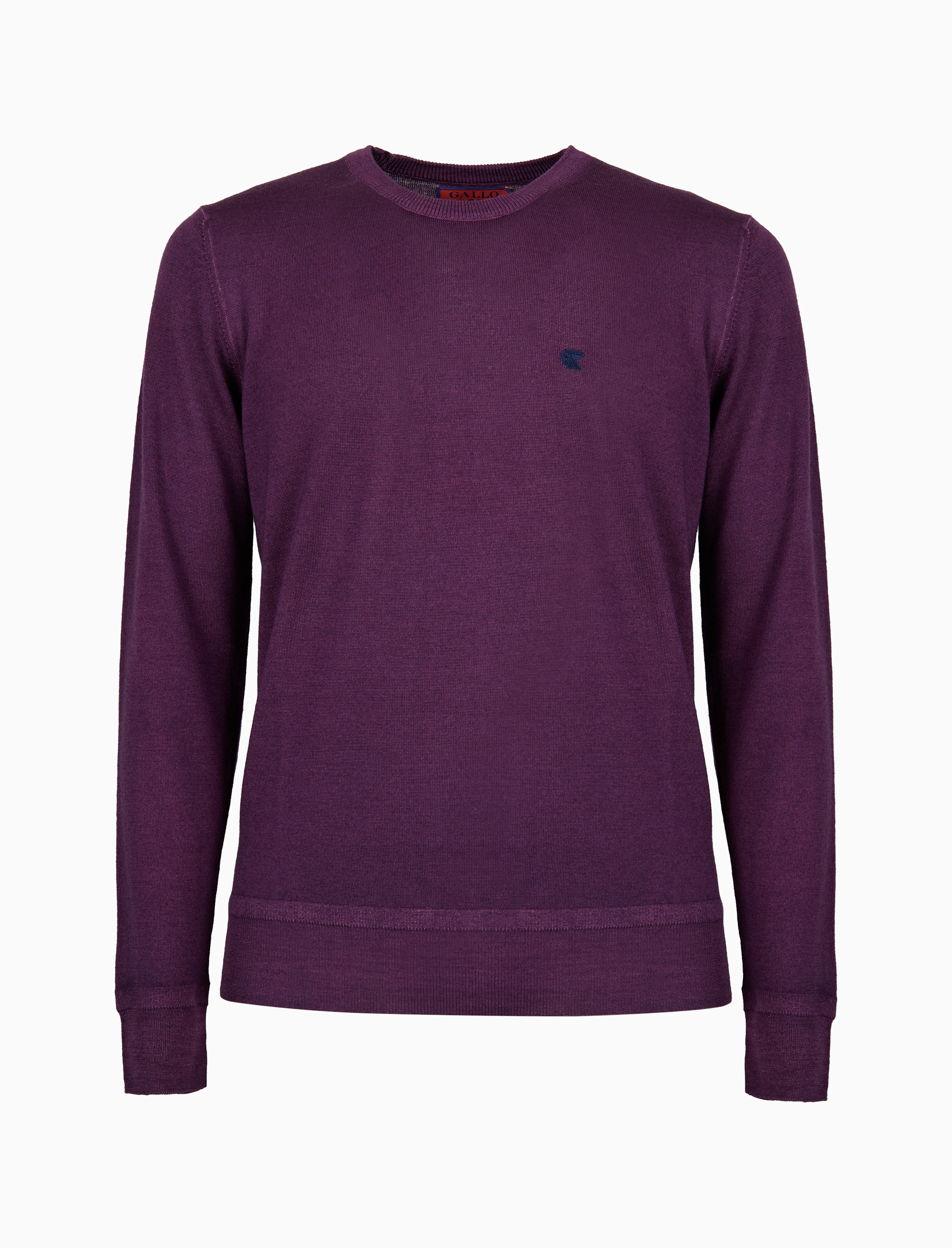 Men's plain purple wool crew-neck sweater | Gallo