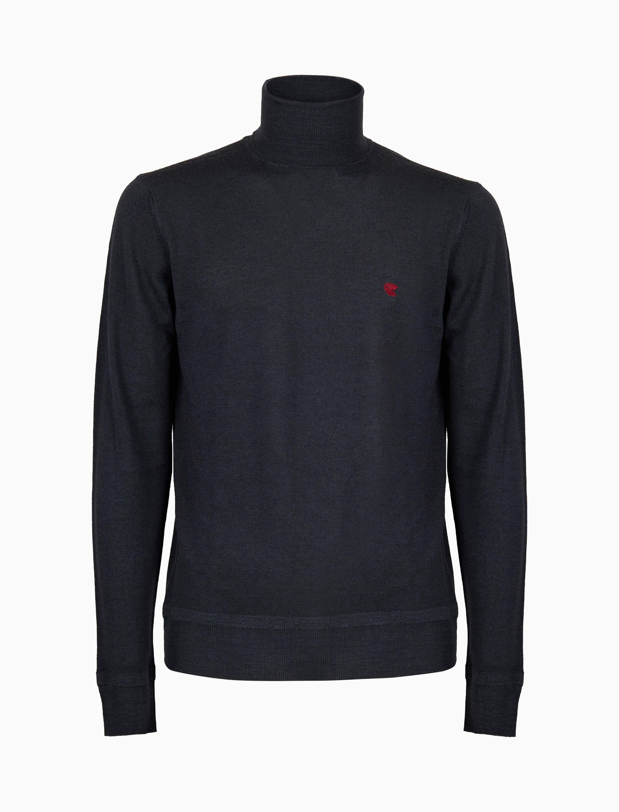 Men's plain grey wool turtleneck sweater | Gallo