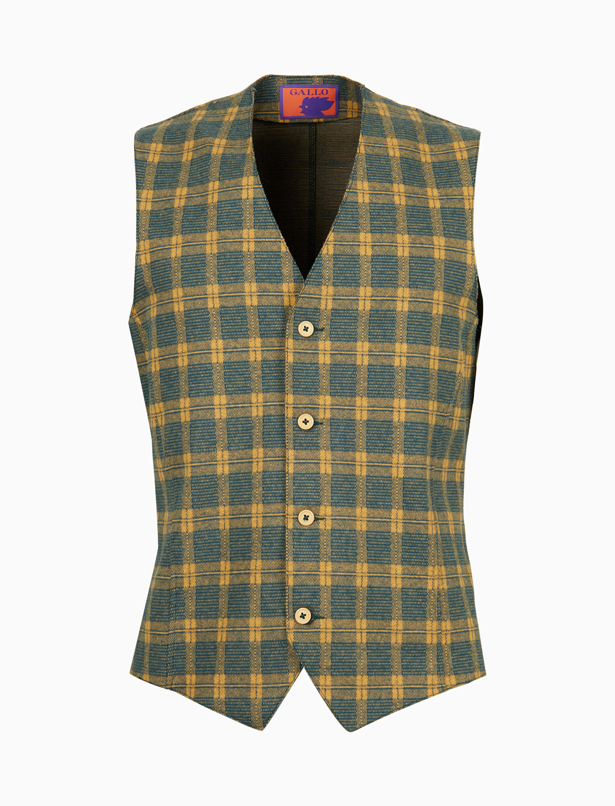 Men s yellow tartan patterned vest Gallo