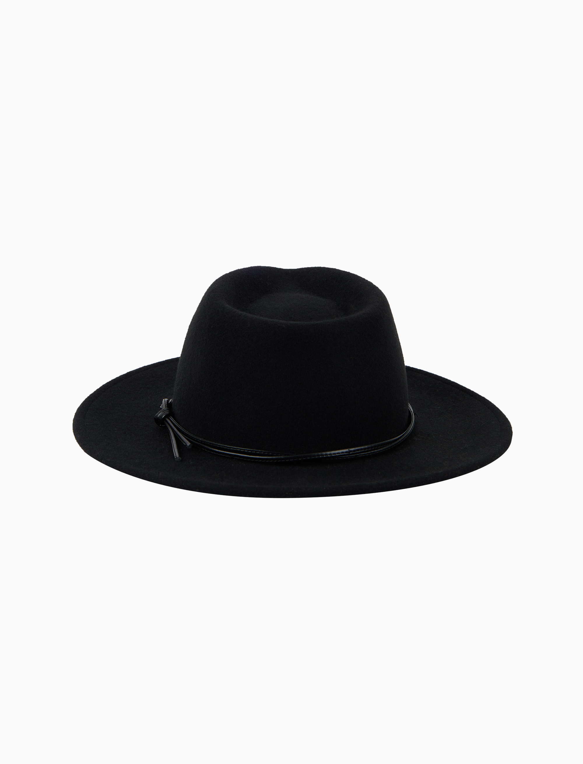 Women's wide-brimmed hat in plain black felt | Gallo