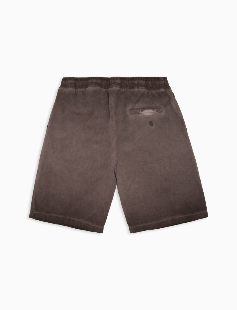 Men's plain dyed brown cotton canvas Bermuda shorts